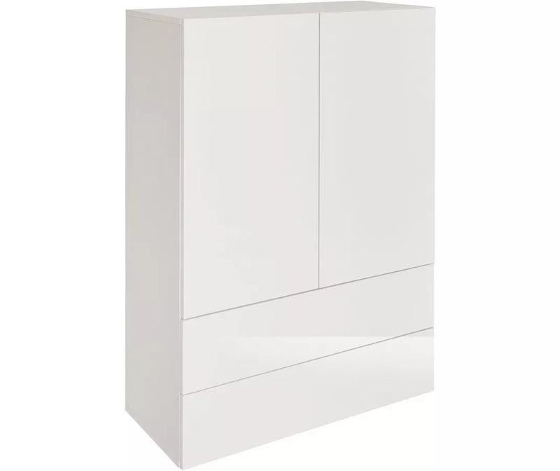 Aparador de pared moderno blanco brillante Ancho 77 cm Fondo 35 cm Alto 108 cm