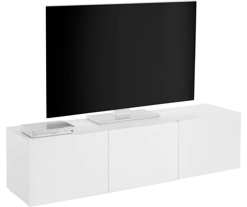 Mueble TV mueble alto blanco Ancho 139 cm Fondo 35 cm Alto 35 cm