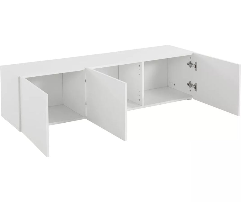 Mueble TV mueble alto blanco Ancho 139 cm Fondo 35 cm Alto 35 cm