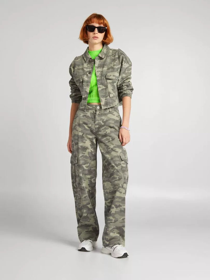 Dames lange broek wijde pijpen camouflage  xxs xs s m