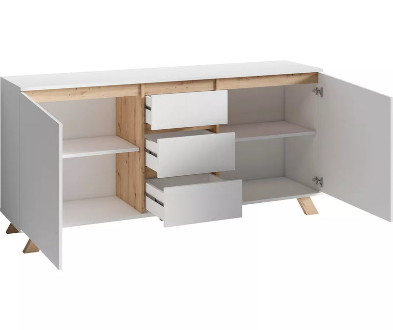 Dressoir wandmeubel modern wit Breedte 160 cm Diepte 38 cm Hoogte 76 cm