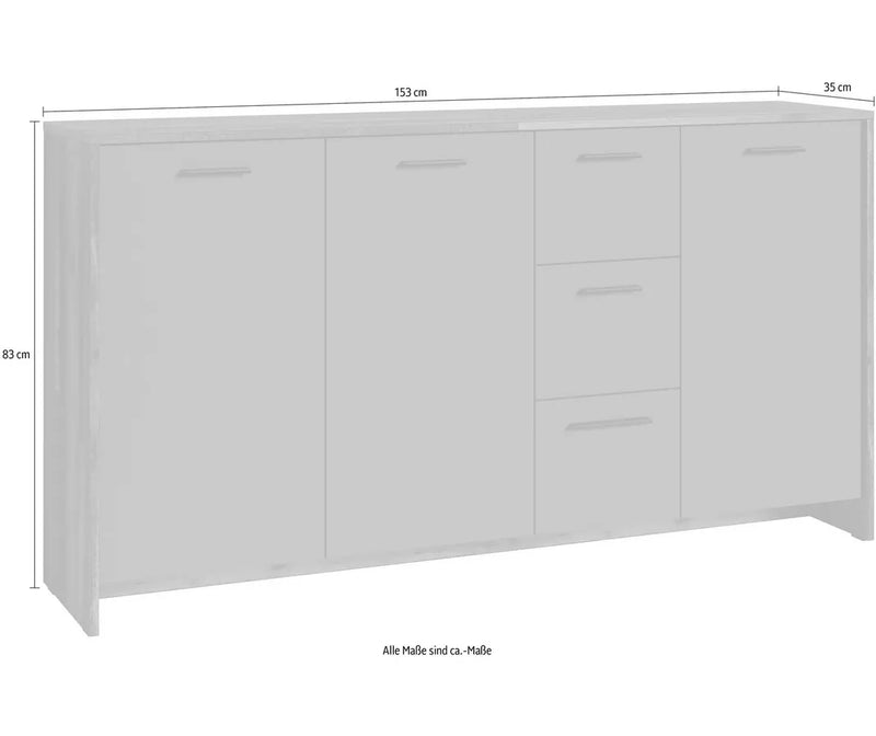 Dressoir wandmeubel modern donkergrijs Breedte 153 cm Diepte 35 cm Hoogte 83 cm