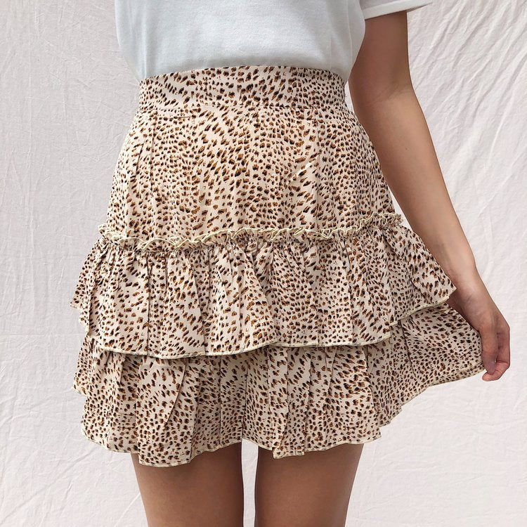 Dames rok panter print beige bruin m l