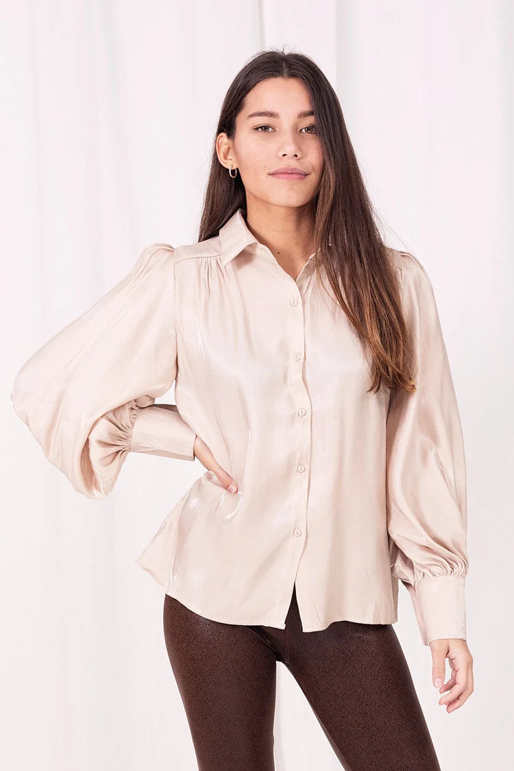 Dames blouse lichtroze zwart s m l