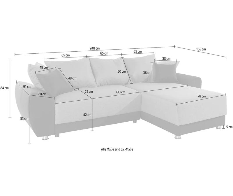 Conjunto de sofás de 2 plazas Swifterbant gris antracita ancho 248 cm fondo 162 cm alto 84 cm alto asiento 42 cm