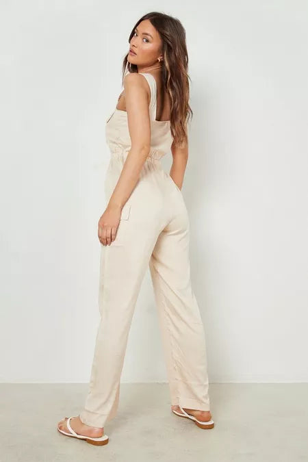 Dames jumpsuit beige xs