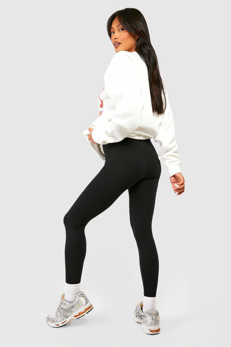 Leggings Met Dikke Tailleband, Fleece Voering En Naaddetail S M