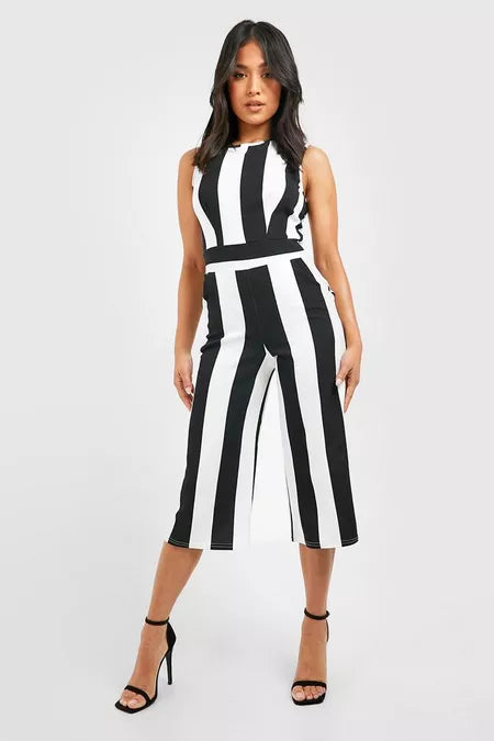 Dames jumpsuit xs s m l gestreept zwart wit