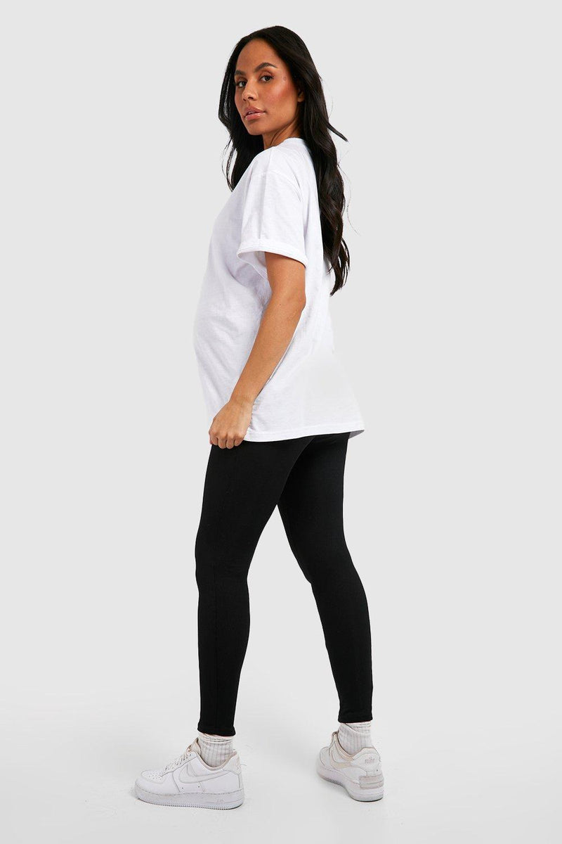 dames Zwangerschap Geribbelde Over The Bump Leggings XS S M L XL