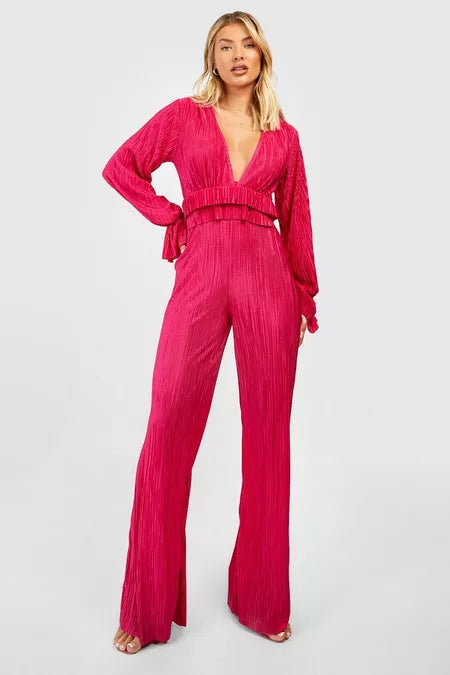 Dames jumpsuit s m l donkerroze zwart