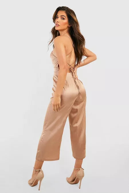 Dames jumpsuit l xl xxl oranje beige