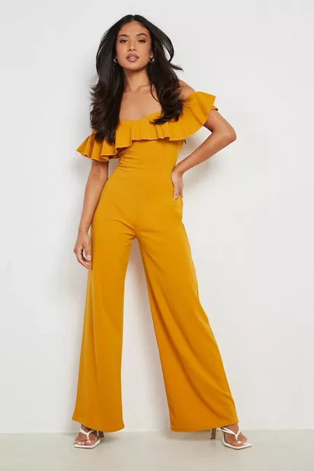 Dames jumpsuit xs s m l xl xxl donkergeel zwart