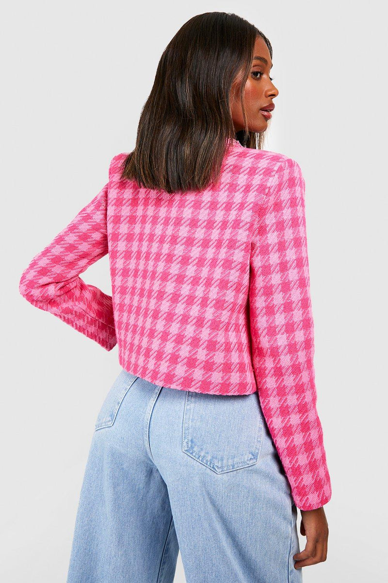 Chaqueta de mujer a cuadros rosa sml