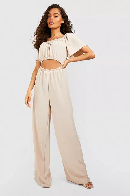 Dames jumpsuit s m l xl xxl beige roze