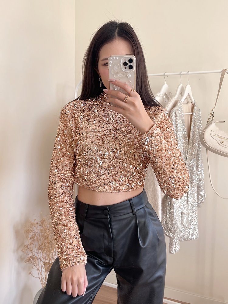 Camisa mujer crop top beige xs sml