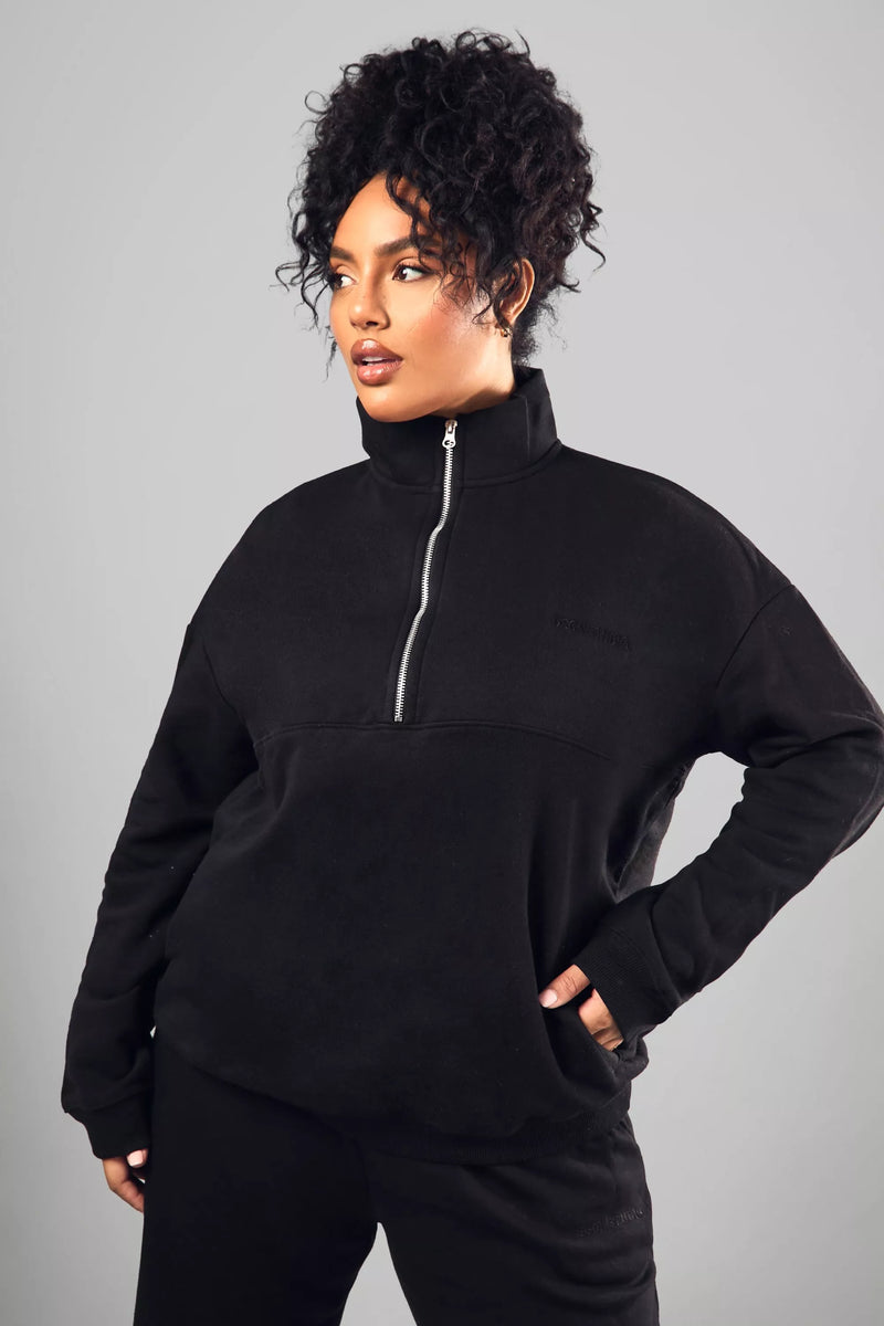 Dames Oversized Geborduurde Dsgn Studio Trui Met Korte Rits 44 46 48 50 52 54 56