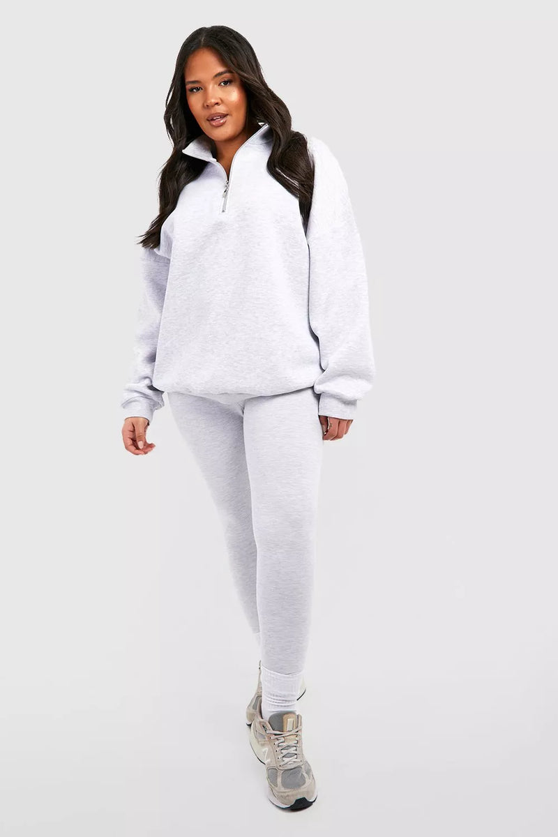 Oversized Trui Met Korte Rits En Leggings Set 44 46 48 50 52 54 56