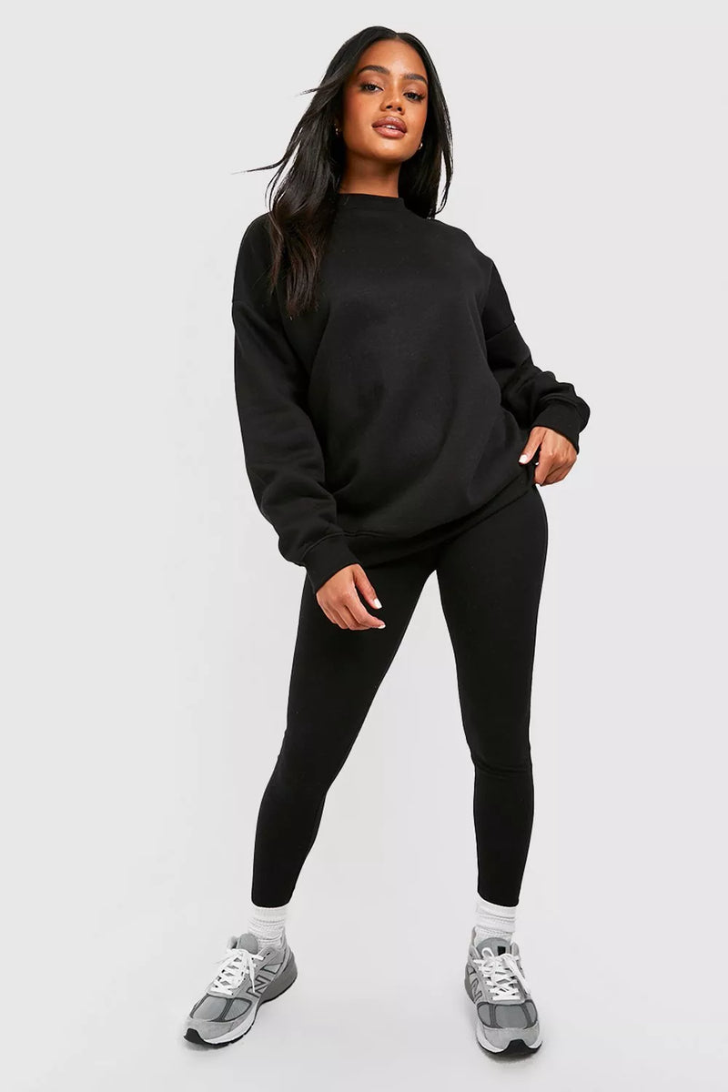 Dames Basic Leggings Met Grote Tailleband zwart  XS S M L XL