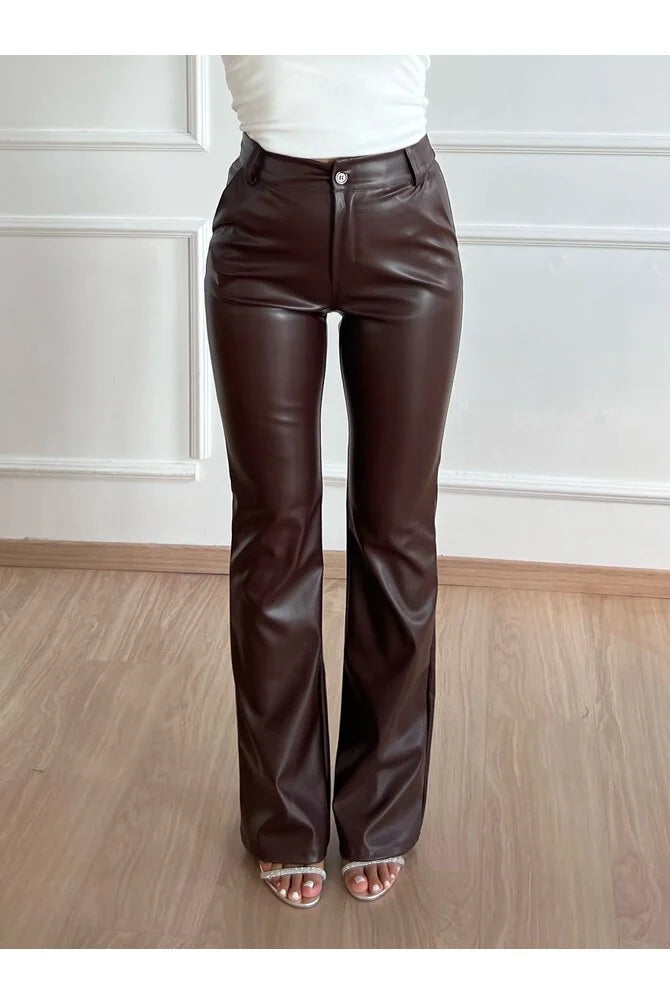 Dames broek nepleer bruin zwart s m l