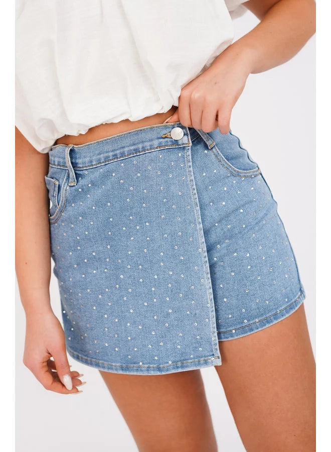 https://www.esuals.nl/denim-skort-strass-blauw-yannah.html