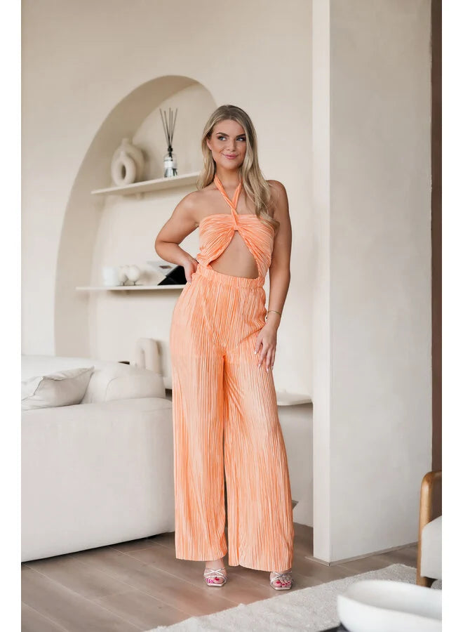 Dames jumpsuit oranje groen zwart s m l