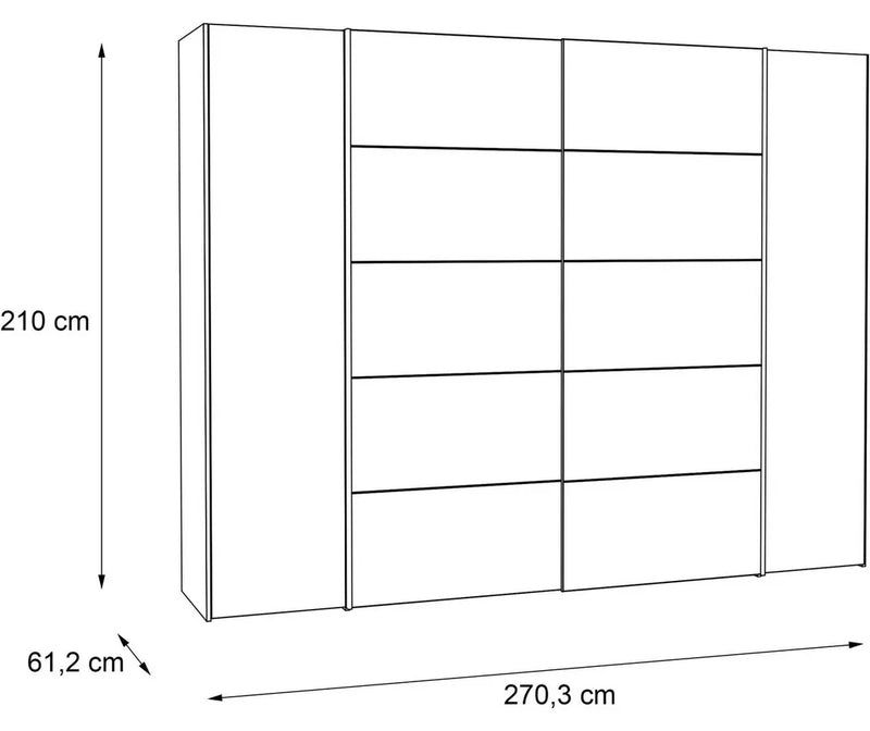 Kledingkast landelijk modern eiken lichtbruin donkerbruin Breedte 270,3 cm Diepte 61 cm Hoogte 210 cm