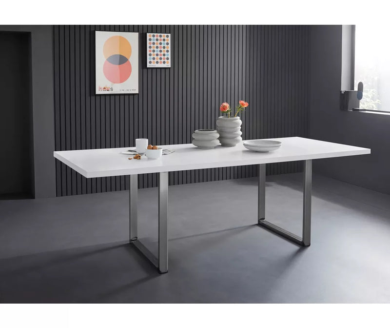 Eettafel kleur wit Breedte 180 cm Diepte 90 cm Hoogte 74,1 cm