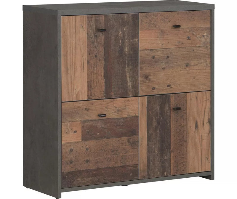 Dressoir wit bruin donkergrijs Breedte 77,2 cm Diepte 29,6 cm Hoogte 77,5 cm