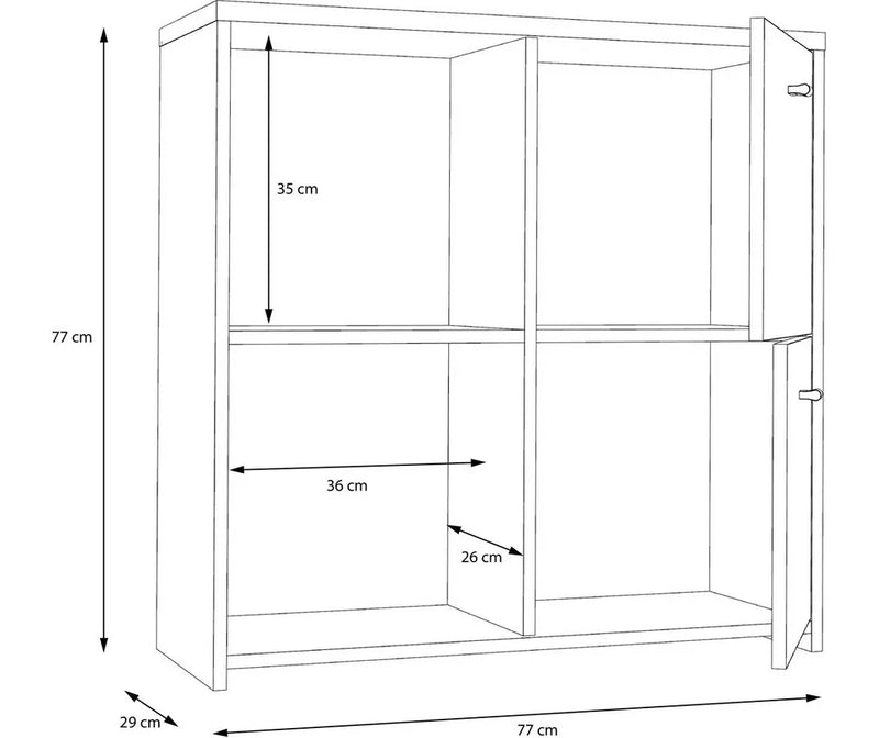 Dressoir wit bruin donkergrijs Breedte 77,2 cm Diepte 29,6 cm Hoogte 77,5 cm