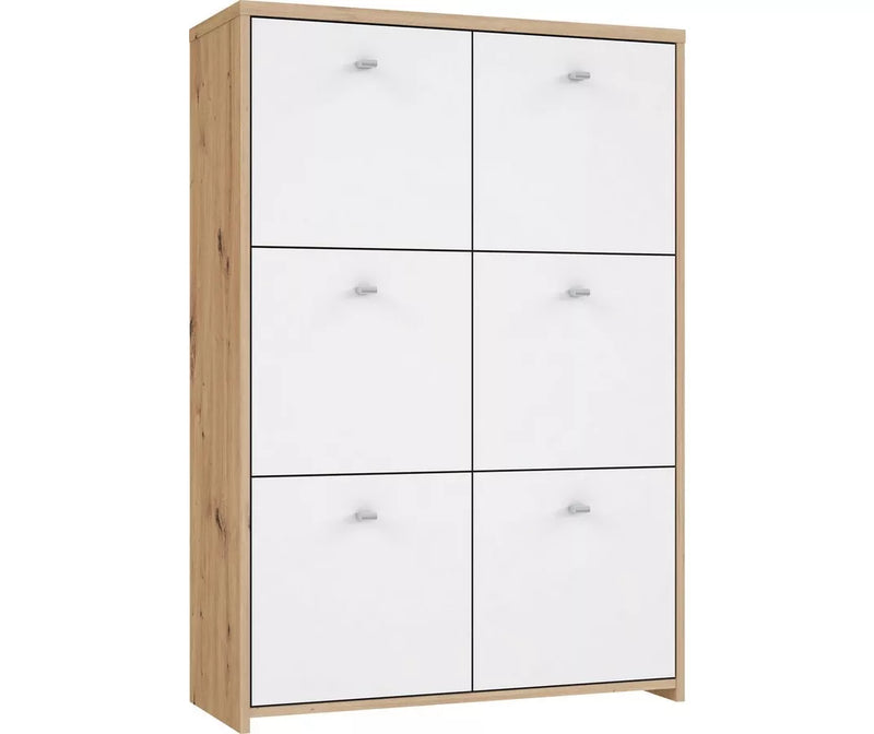 Aparador de pared moderno blanco marrón Ancho 77,2 cm Fondo 29,6 cm Alto 112,7 cm