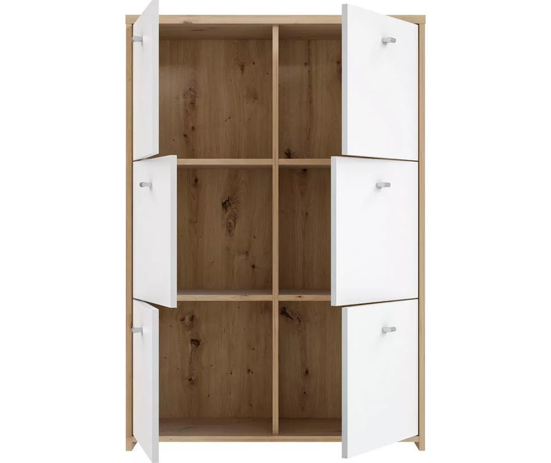 Dressoir wandmeubel modern wit bruin Breedte 77,2 cm Diepte 29,6 cm Hoogte 112,7 cm