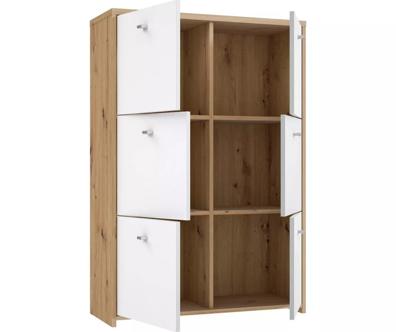 Dressoir wandmeubel modern wit bruin Breedte 77,2 cm Diepte 29,6 cm Hoogte 112,7 cm