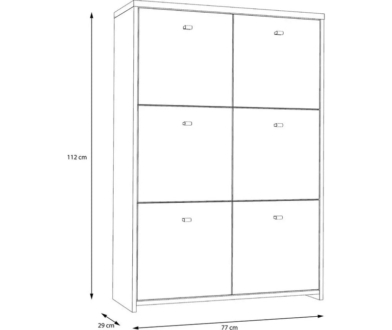 Aparador de pared moderno blanco marrón Ancho 77,2 cm Fondo 29,6 cm Alto 112,7 cm