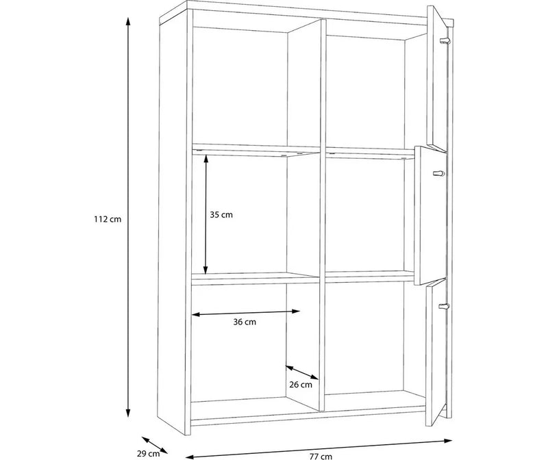 Dressoir wandmeubel modern wit bruin Breedte 77,2 cm Diepte 29,6 cm Hoogte 112,7 cm