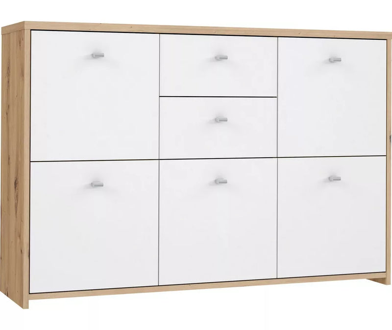 Dressoir wandmeubel modern bruin wit Breedte 114,1 cm Diepte 29,6 cm Hoogte 77,5 cm