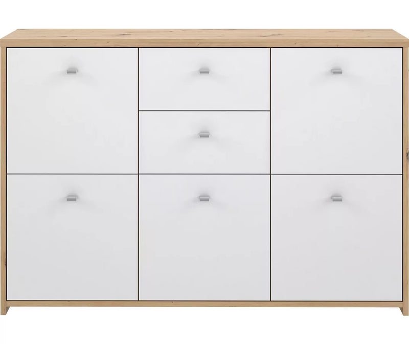 Dressoir wandmeubel modern bruin wit Breedte 114,1 cm Diepte 29,6 cm Hoogte 77,5 cm