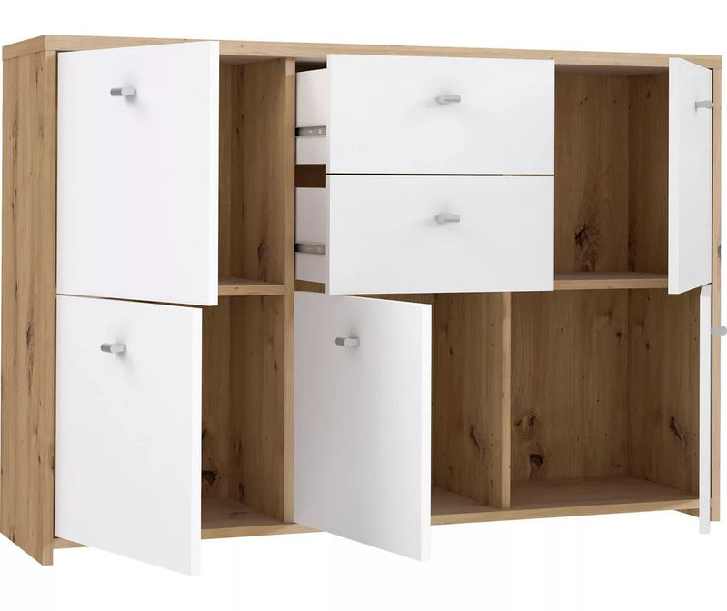 Dressoir wandmeubel modern bruin wit Breedte 114,1 cm Diepte 29,6 cm Hoogte 77,5 cm