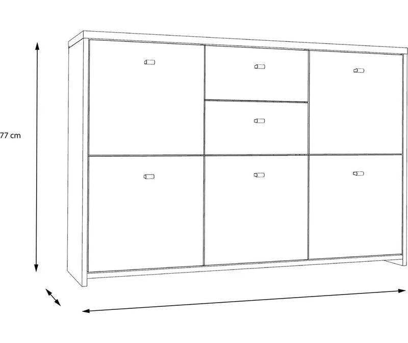 Dressoir wandmeubel modern bruin wit Breedte 114,1 cm Diepte 29,6 cm Hoogte 77,5 cm