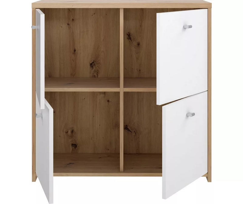 Dressoir wit bruin donkergrijs Breedte 77,2 cm Diepte 29,6 cm Hoogte 77,5 cm