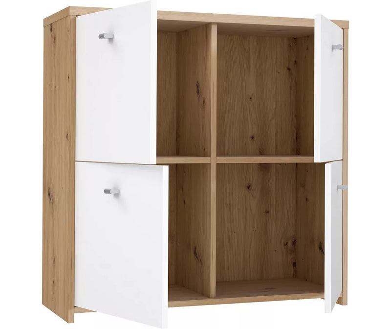 Dressoir wit bruin donkergrijs Breedte 77,2 cm Diepte 29,6 cm Hoogte 77,5 cm