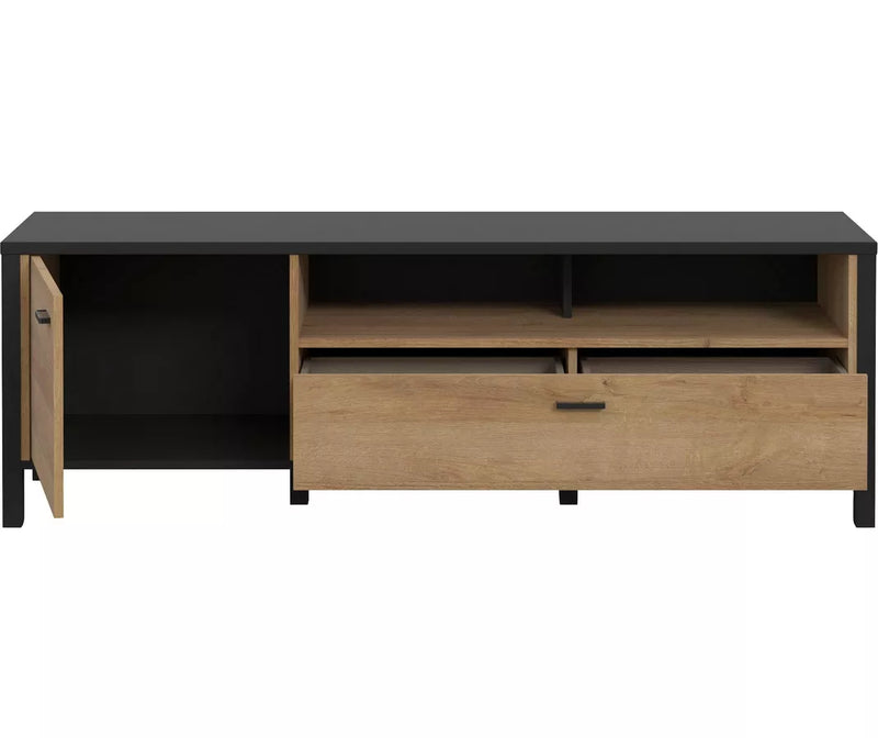 Mueble TV mueble alto negro marrón Ancho 151,3 cm Fondo 40,2 cm Alto 49,9 cm