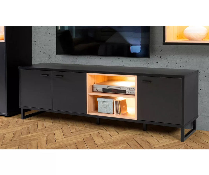 Mueble TV mueble alto negro marrón Ancho 175 cm Fondo 41,5 cm Alto 55,2 cm