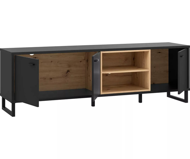 Mueble TV mueble alto negro marrón Ancho 175 cm Fondo 41,5 cm Alto 55,2 cm