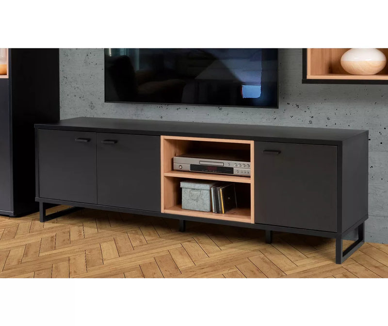 Mueble TV mueble alto negro marrón Ancho 175 cm Fondo 41,5 cm Alto 55,2 cm