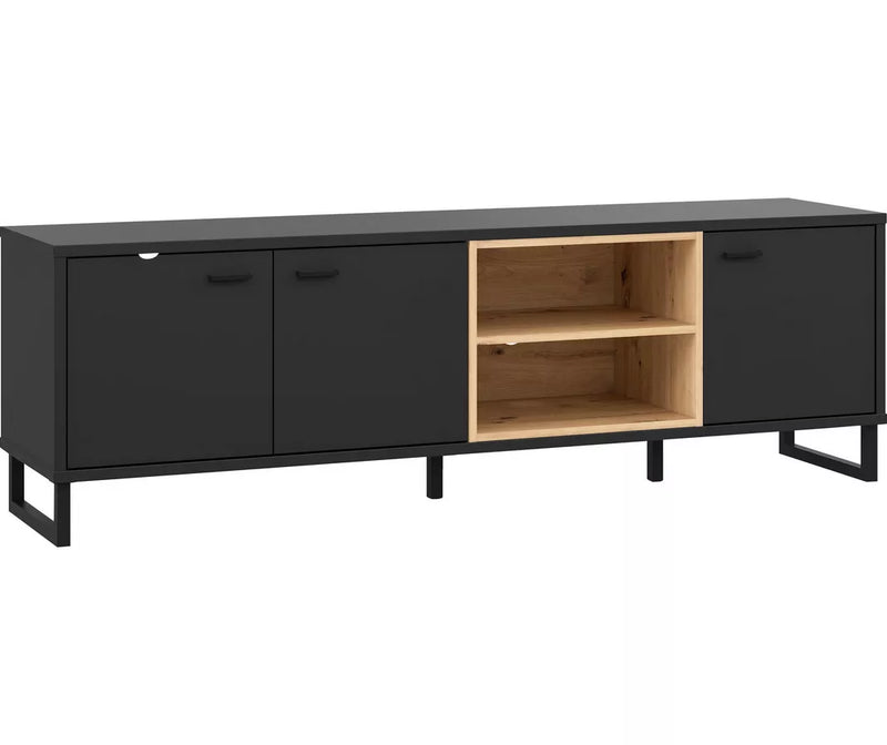 Mueble TV mueble alto negro marrón Ancho 175 cm Fondo 41,5 cm Alto 55,2 cm