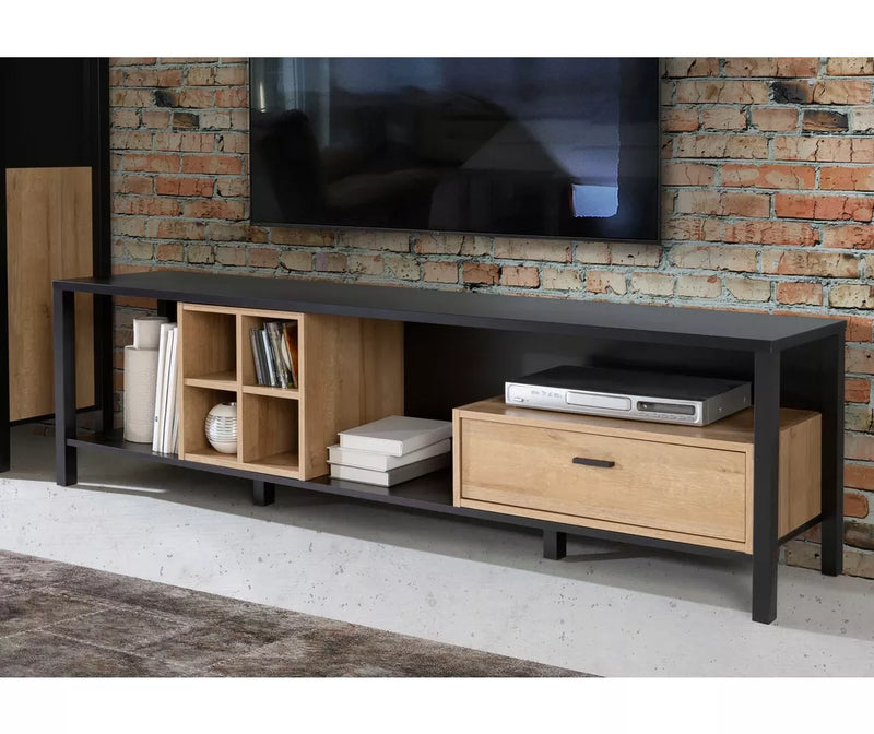 TV meubel wandmeubel zwart bruin 181 cm