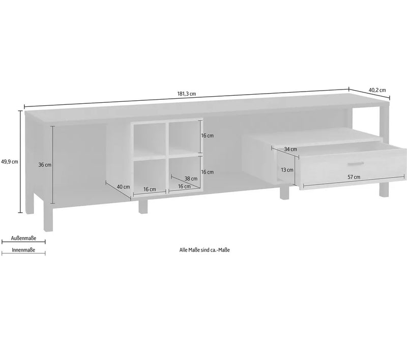 TV meubel wandmeubel zwart bruin 181 cm