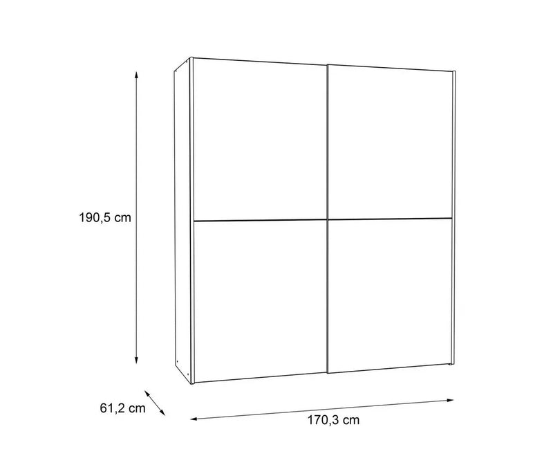 Kledingkast landelijk bruin mat zwart Breedte 170.2 cm Diepte 61.2 cm Hoogte 190.5 cm