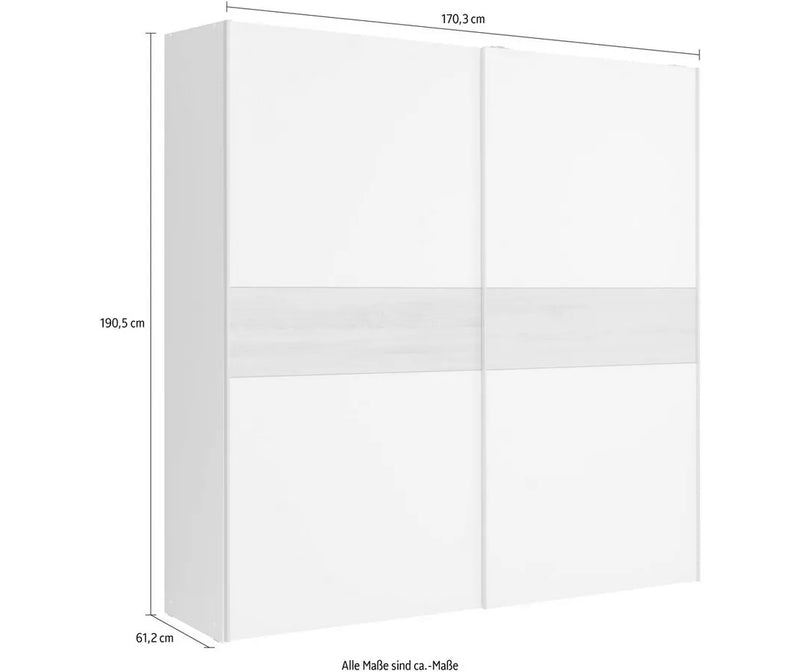 Kledingkast zweefdeurkast wit bruin Breedte 170,3 cm Diepte 61,2 cm Hoogte 190,5 cm