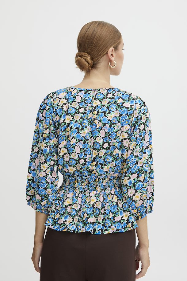 Dames blouse blauw bloemetjes xs s m l xl